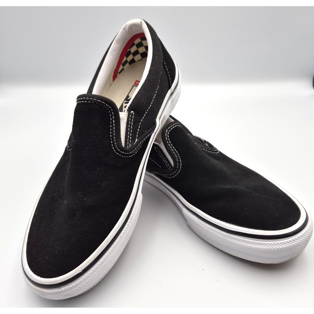 Vans Skate Slip-On Shoes Black/White PopCush Suede/Canvas M-6.0  NWOB